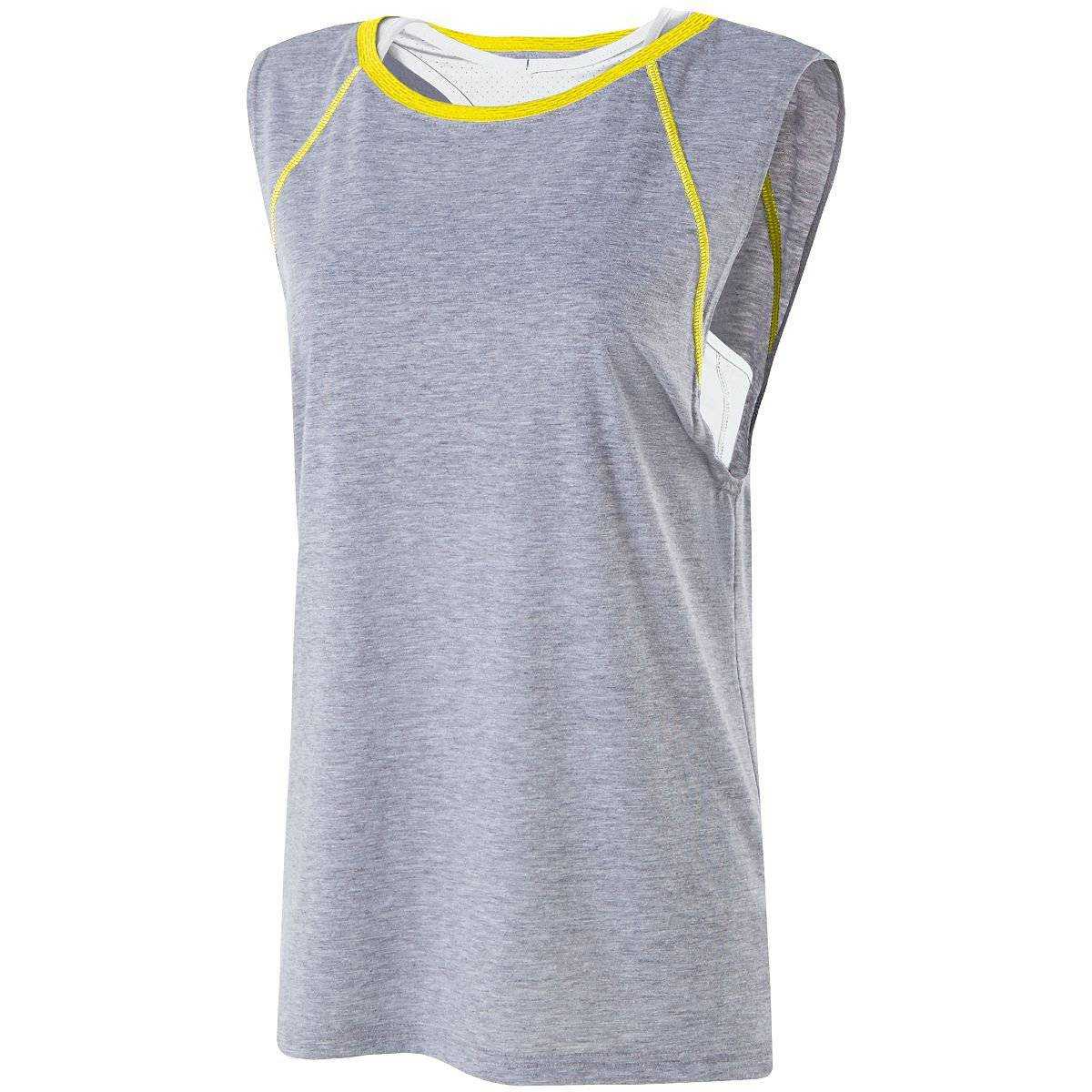 Holloway 229379 Juniors Gunner Shirt - Athletic Heather Bright Yellow - HIT a Double