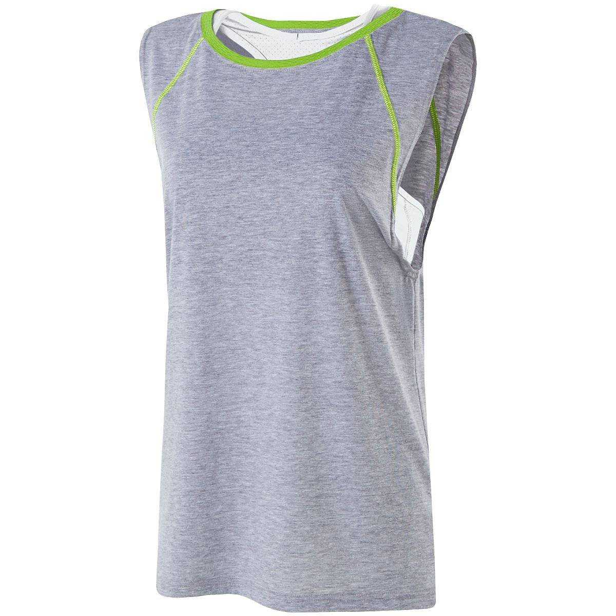 Holloway 229379 Juniors Gunner Shirt - Athletic Heather Lime - HIT a Double