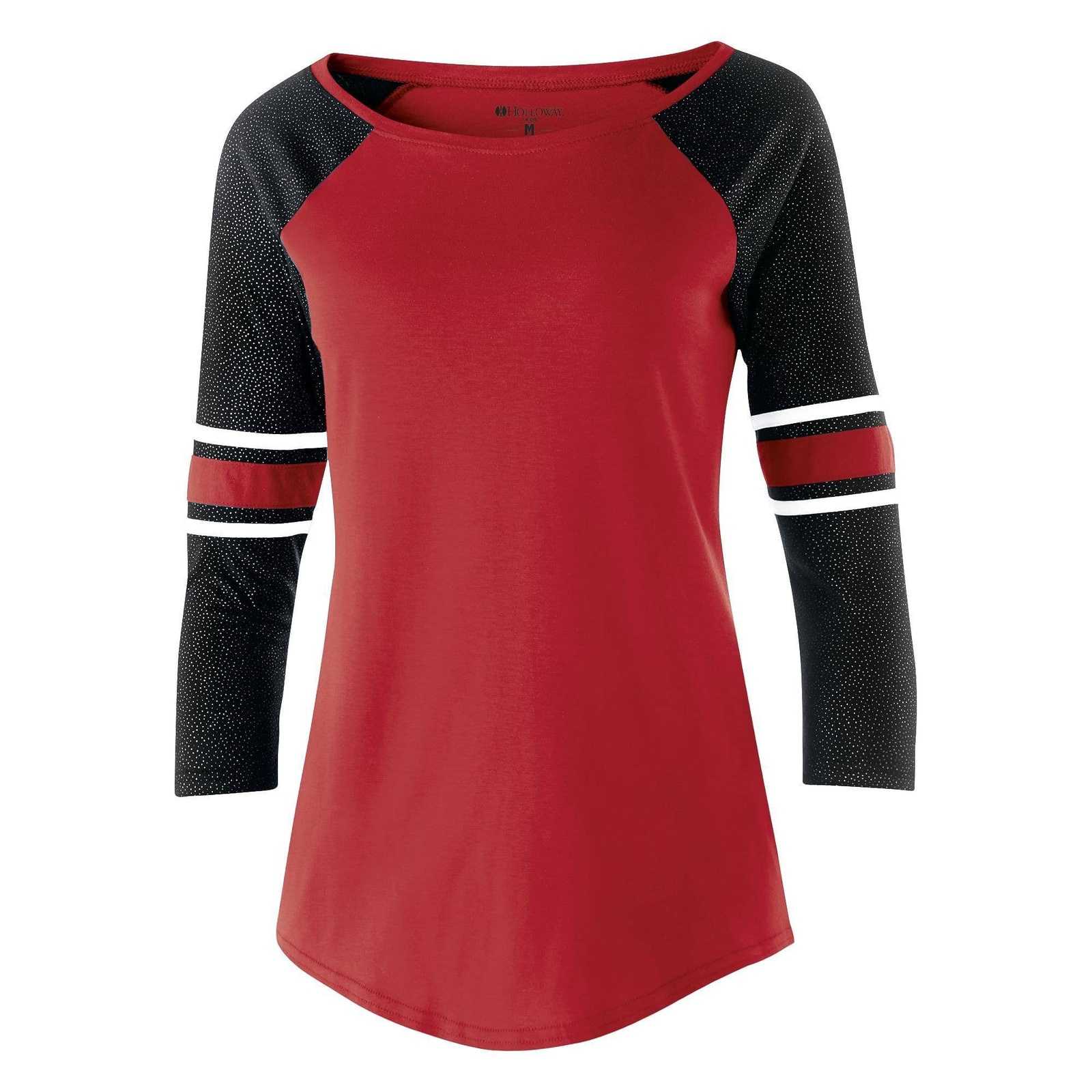 Holloway 229387 Juniors' Loyalty Shirt - Scarlet Black Sparkle White - HIT a Double