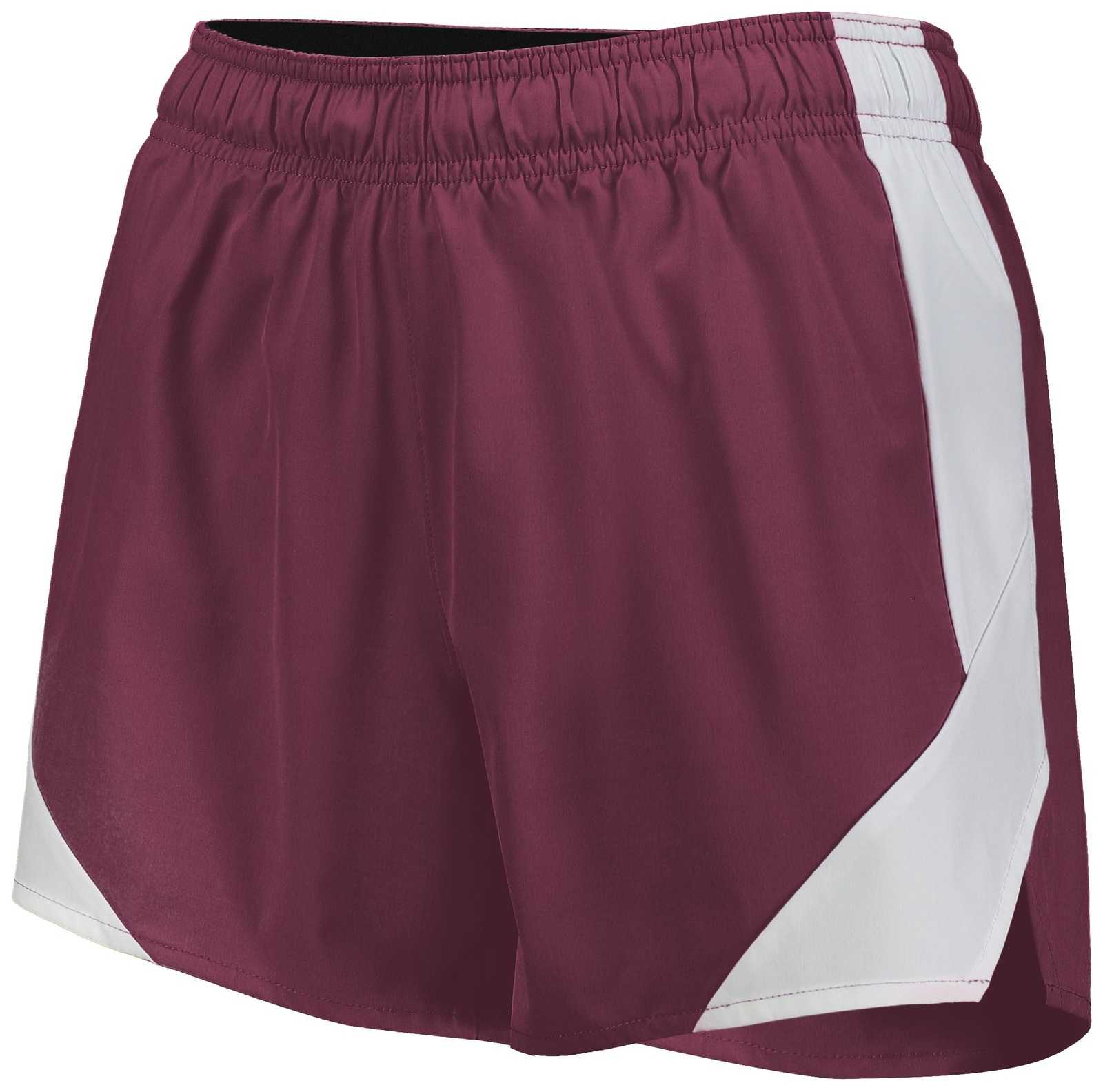 Holloway 229389 Ladies Olympus Shorts - Maroon White - HIT a Double