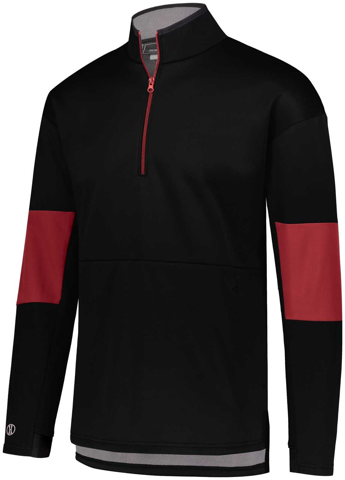 Holloway 229538 Sof-Stretch Pullover - Black Scarlet - HIT a Double