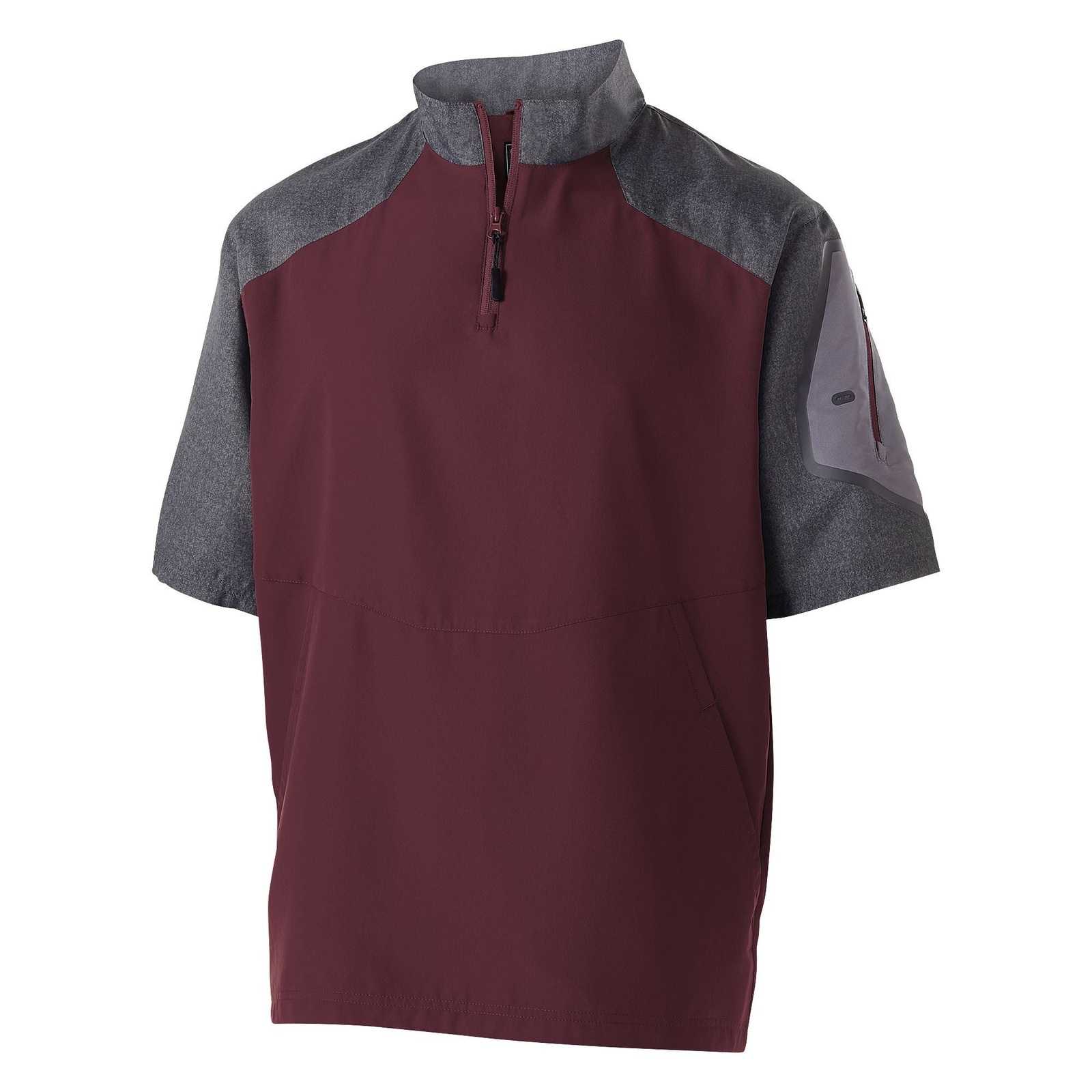 Holloway 229545 Raider Pullover Short Sleeve - Carbon Print Maroon - HIT a Double