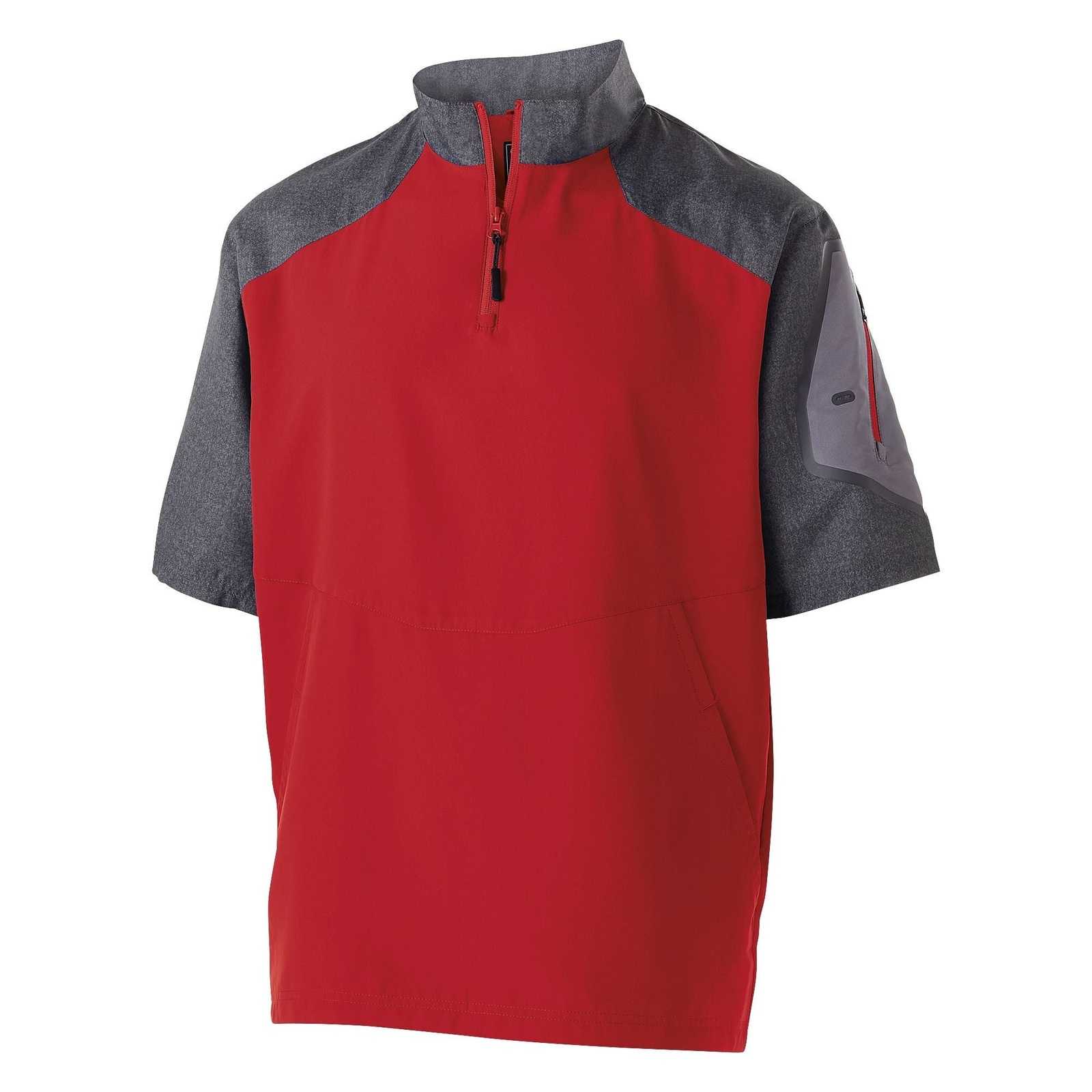 Holloway 229545 Raider Pullover Short Sleeve - Carbon Print Scarlet - HIT a Double