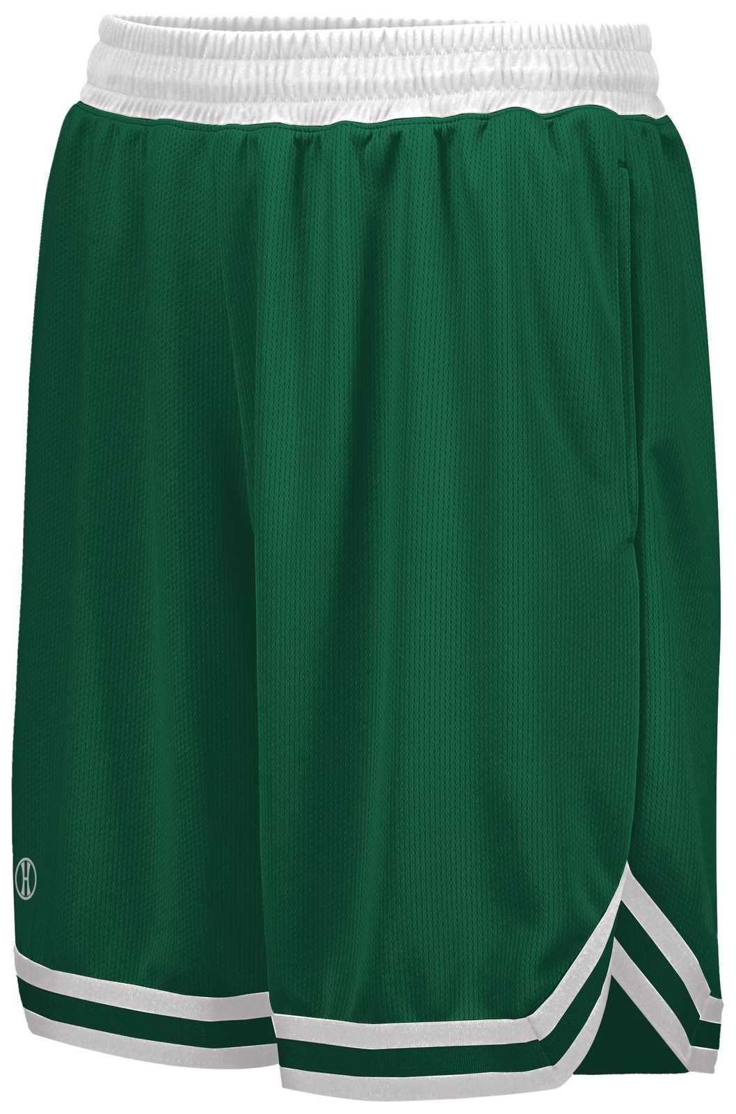Holloway 229626 Youth Retro Trainer Shorts - Dark Green White - HIT a Double