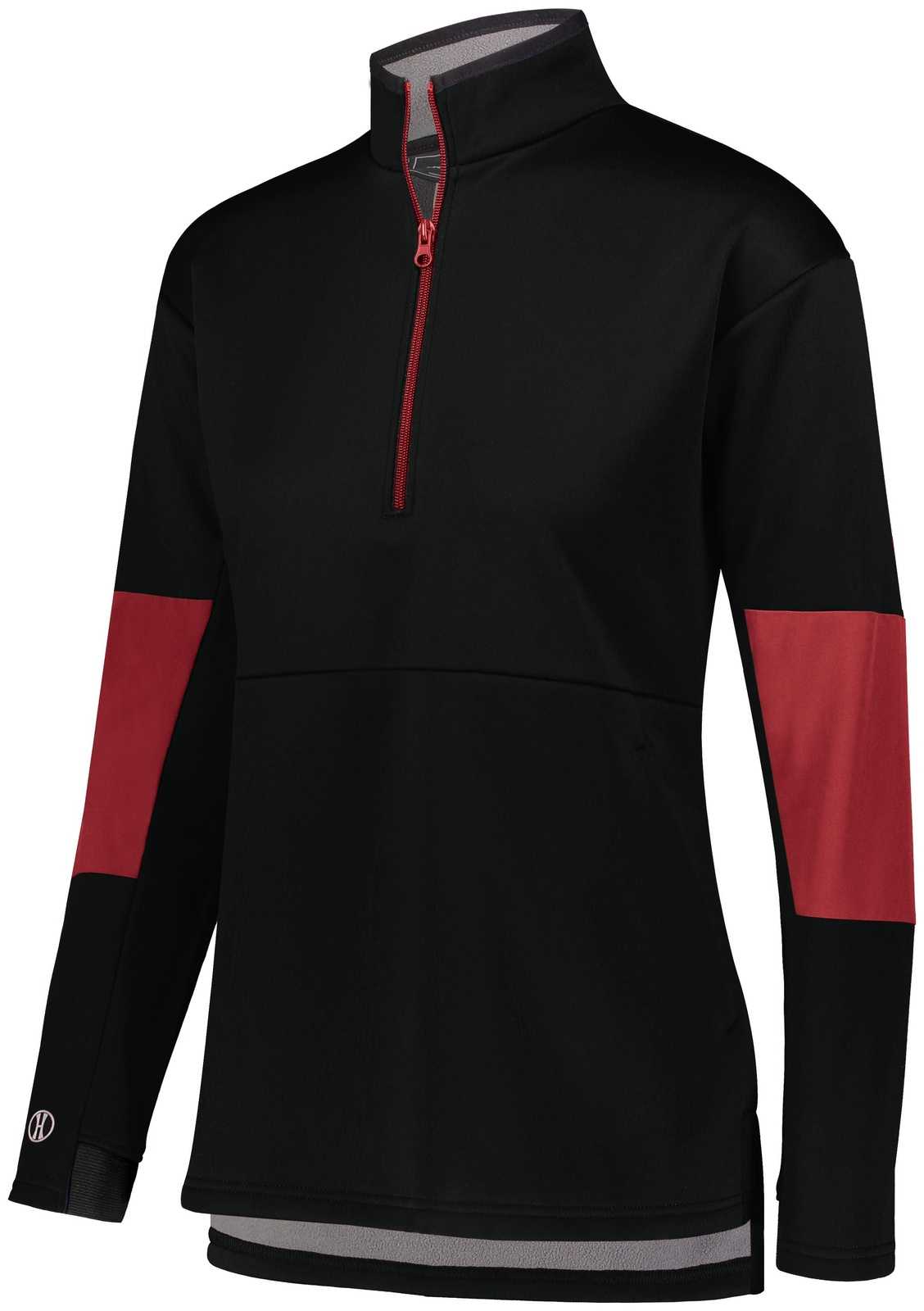 Holloway 229738 Ladies Sof-Stretch Pullover - Black Scarlet - HIT a Double