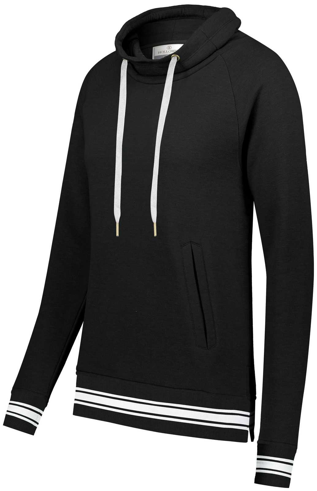 Holloway 229763 Ladies Ivy League Funnel Neck Pullover - Black White - HIT a Double