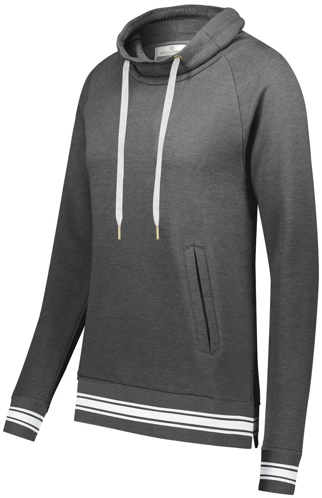 Holloway 229763 Ladies Ivy League Funnel Neck Pullover - Carbon Heather White - HIT a Double