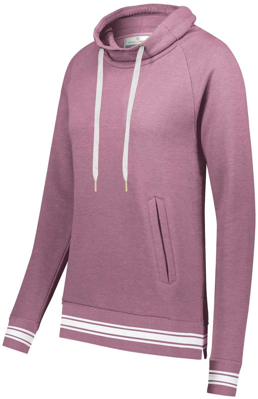 Holloway 229763 Ladies Ivy League Funnel Neck Pullover - Dusty Rose Heather White - HIT a Double