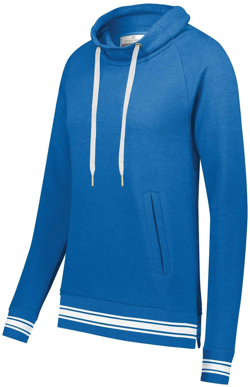 Holloway 229763 Ladies Ivy League Funnel Neck Pullover - Royal Heather White - HIT a Double