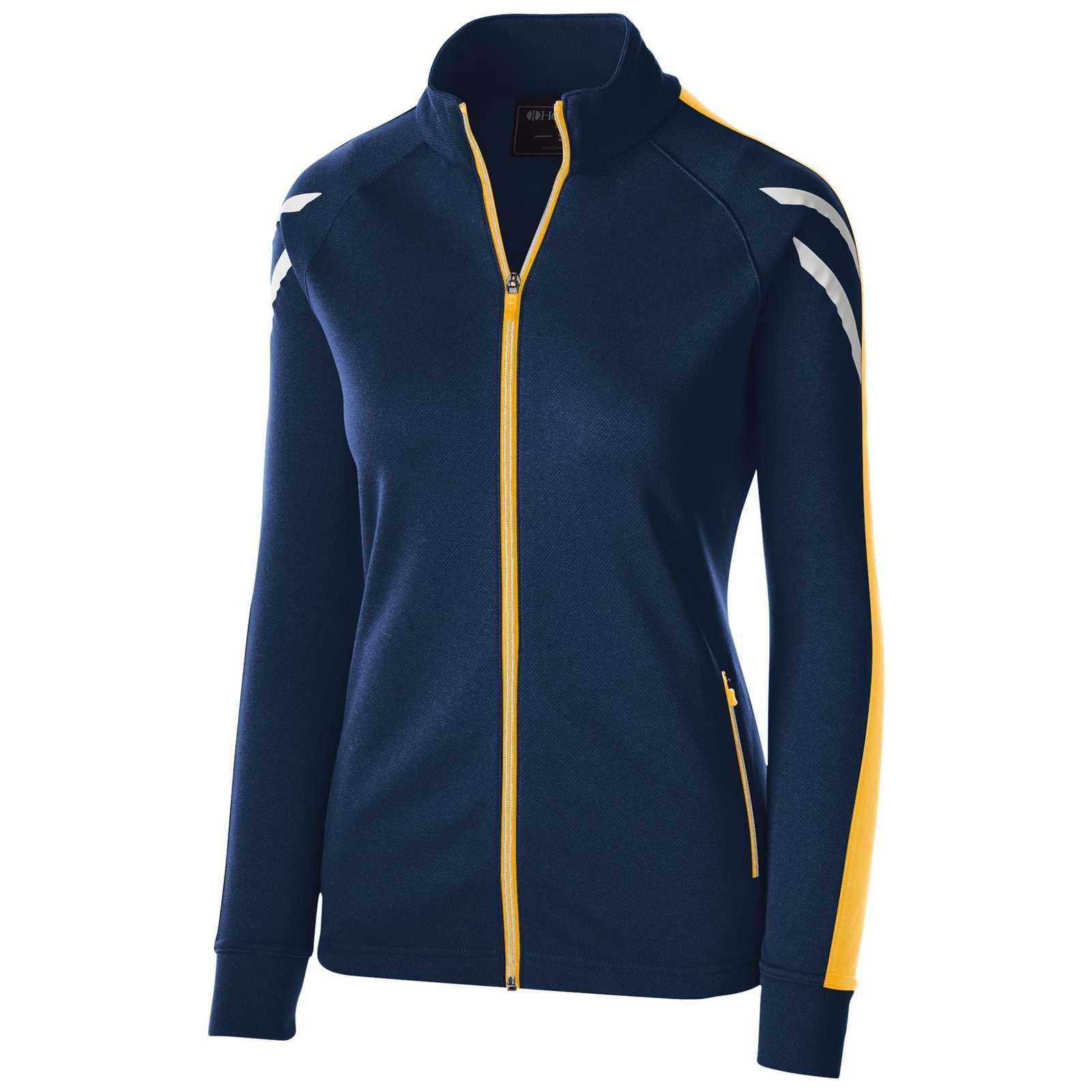 Holloway 229768 Ladies' Flux Jacket - Navy Light Gold White - HIT a Double