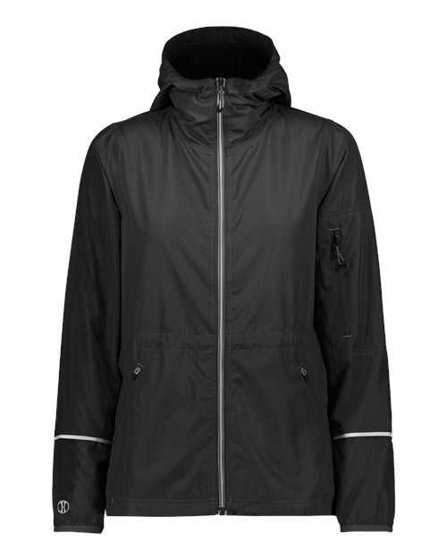 Holloway 229782 Women&#39;s Packable Hooded Jacket - Black - HIT a Double