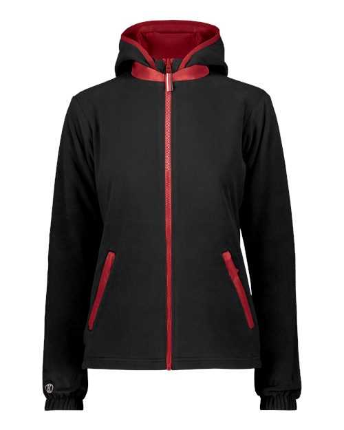 Holloway 229787 Women&#39;s Turnabout Reversible Hooded Jacket - Scarlet Black - HIT a Double