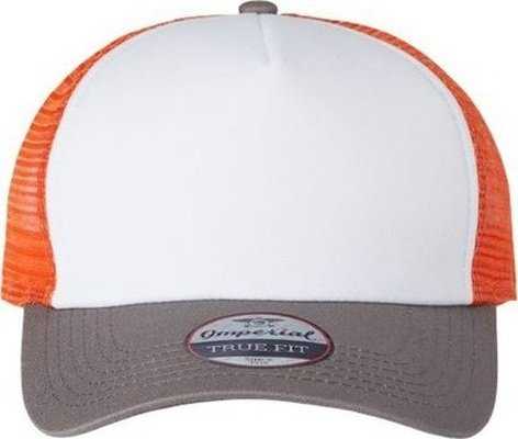 Imperial 1287 North Country Trucker Cap - White/ Charcoal/ Orange - HIT a Double - 1
