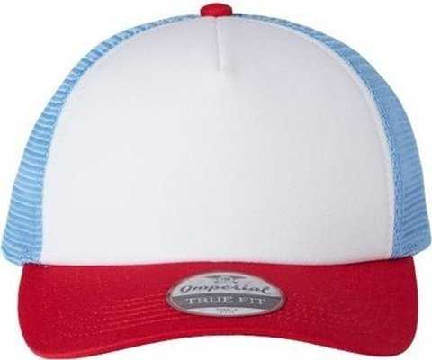 Imperial 1287 North Country Trucker Cap - White/ Red/ Sky Blue - HIT a Double - 1