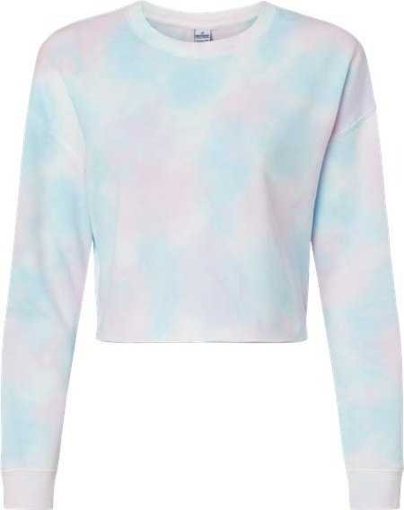 Independent Trading Co AFX24CRP Women's Lightweight Cropped Crew Pullover - Tie Dye Cotton Candy - HIT a Double - 1