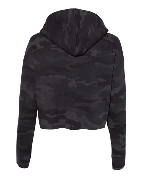 Independent Trading Co AFX64CRP Womens Lightweight Cropped Hooded Sweatshirt - Black Camo - HIT a Double