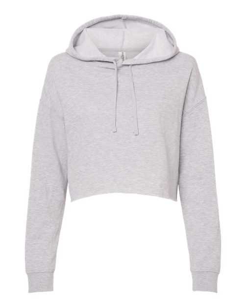 Independent Trading Co AFX64CRP Womens Lightweight Cropped Hooded Sweatshirt - Grey Heather - HIT a Double