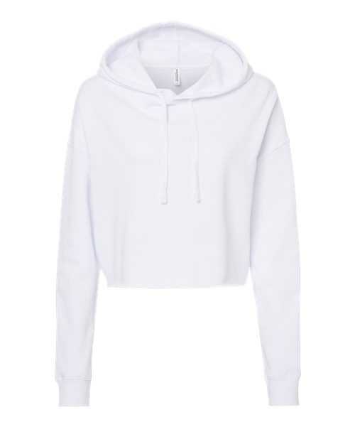 Independent Trading Co AFX64CRP Womens Lightweight Cropped Hooded Sweatshirt - White - HIT a Double