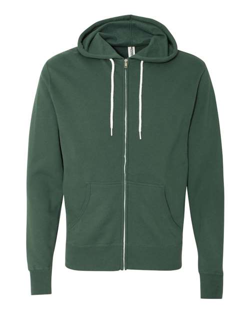 Independent Trading Co AFX90UNZ Unisex Lightweight Full-Zip Hooded Sweatshirt - Alpine Green - HIT a Double