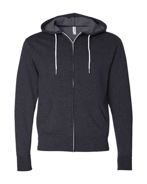 Independent Trading Co AFX90UNZ Unisex Lightweight Full-Zip Hooded Sweatshirt - Charcoal Heather - HIT a Double