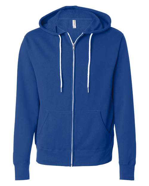Independent Trading Co AFX90UNZ Unisex Lightweight Full-Zip Hooded Sweatshirt - Cobalt - HIT a Double