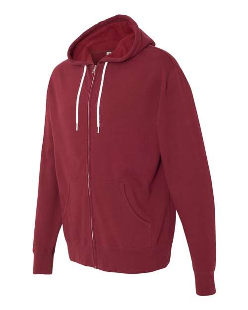 Independent Trading Co AFX90UNZ Unisex Lightweight Full-Zip Hooded Sweatshirt - Currant - HIT a Double