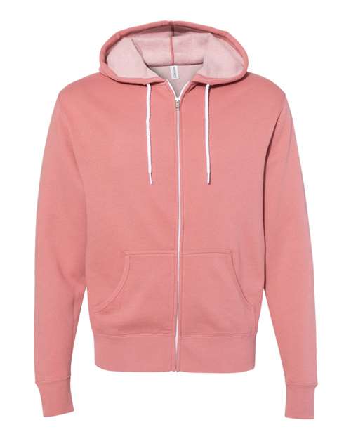 Independent Trading Co AFX90UNZ Unisex Lightweight Full-Zip Hooded Sweatshirt - Dusty Rose - HIT a Double