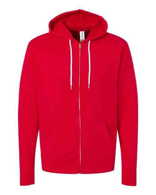 Independent Trading Co AFX90UNZ Unisex Lightweight Full-Zip Hooded Sweatshirt - Red - HIT a Double