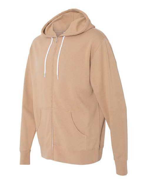 Independent Trading Co AFX90UNZ Unisex Lightweight Full-Zip Hooded Sweatshirt - Sandstone - HIT a Double