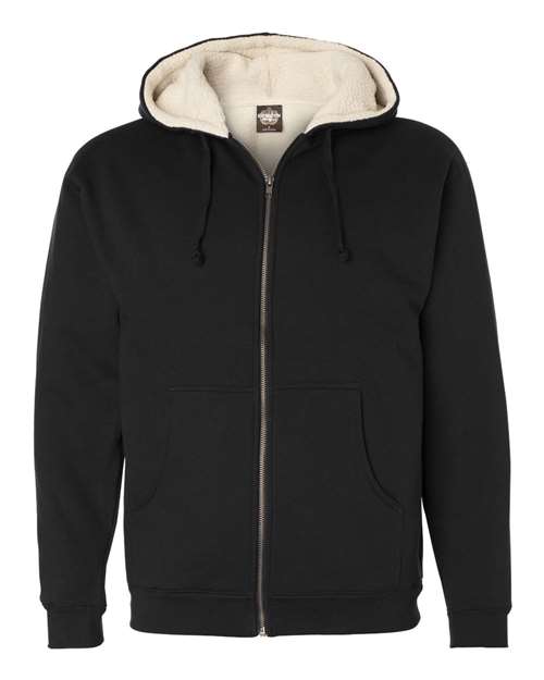 Independent Trading Co EXP40SHZ Sherpa-Lined Full-Zip Hooded Sweatshirt - Black Natural - HIT a Double