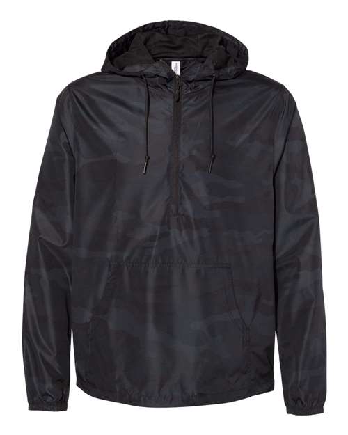 Independent Trading Co EXP54LWP Unisex Lightweight Quarter-Zip Windbreaker Pullover Jacket - Black Camo - HIT a Double