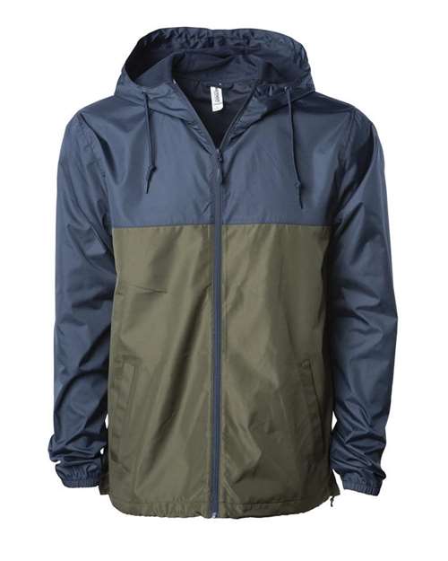 Independent Trading Co EXP54LWZ Unisex Lightweight Windbreaker Full-Zip Jacket - Classic Navy Army - HIT a Double