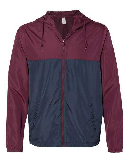 Independent Trading Co EXP54LWZ Unisex Lightweight Windbreaker Full-Zip Jacket - Maroon Classic Navy - HIT a Double