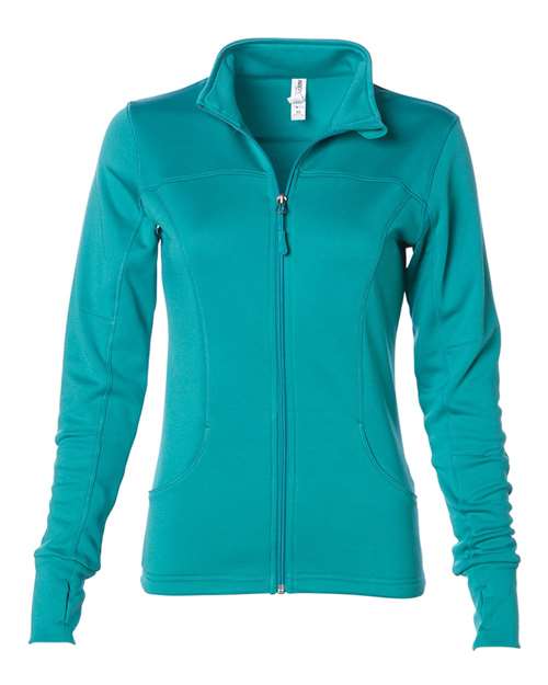 Independent Trading Co EXP60PAZ Women&#39;s Poly-Tech Full-Zip Track Jacket - Lapis Green - HIT a Double