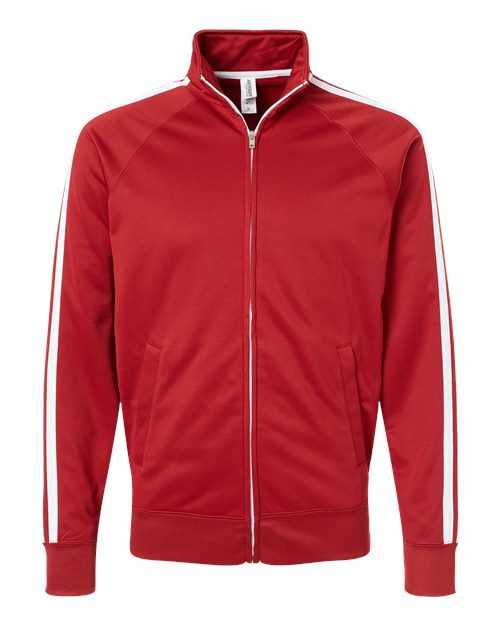 Independent Trading Co EXP70PTZ Unisex Lightweight Poly-Tech Full-Zip Track Jacket - Brick Red White - HIT a Double