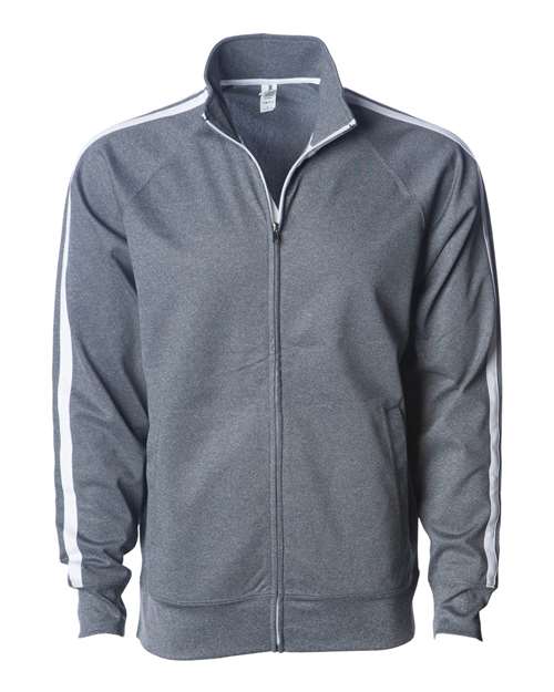 Independent Trading Co EXP70PTZ Unisex Lightweight Poly-Tech Full-Zip Track Jacket - Gunmetal Heather White - HIT a Double