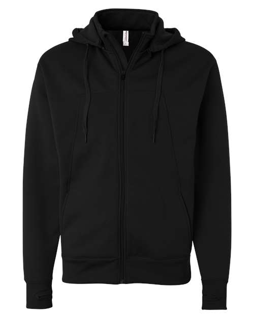Independent Trading Co EXP80PTZ Poly-Tech Full-Zip Hooded Sweatshirt - Black - HIT a Double