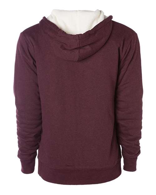 Independent Trading Co EXP90SHZ Unisex Sherpa-Lined Hooded Sweatshirt - Burgundy Heather - HIT a Double