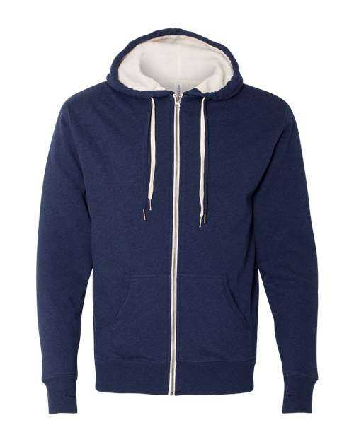 Independent Trading Co EXP90SHZ Unisex Sherpa-Lined Hooded Sweatshirt - Navy Heather - HIT a Double