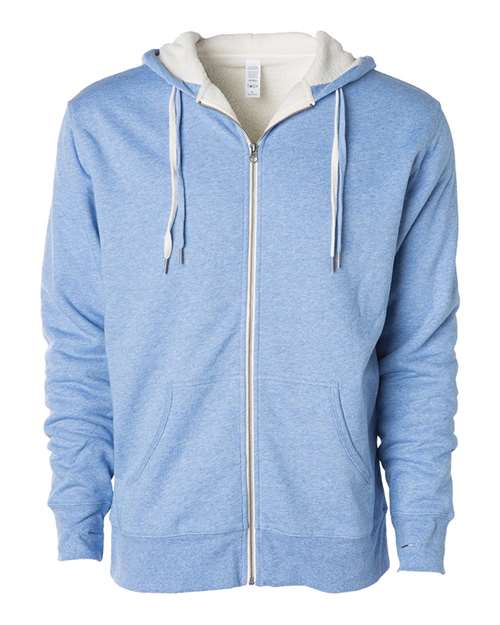 Independent Trading Co EXP90SHZ Unisex Sherpa-Lined Hooded Sweatshirt - Sky Heather - HIT a Double