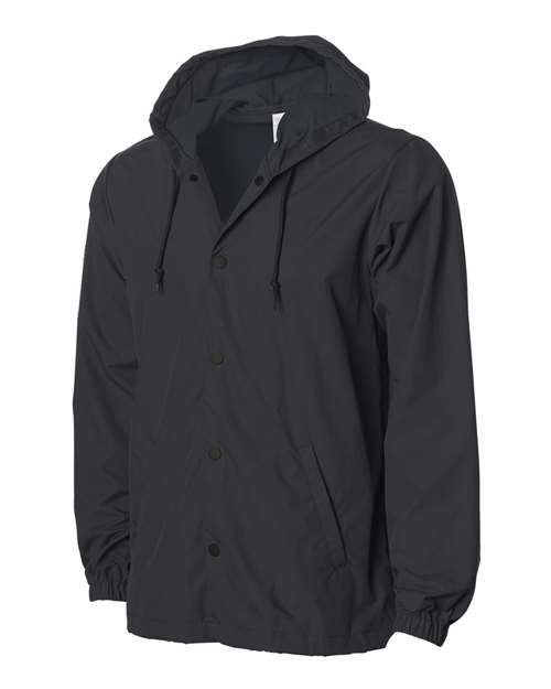 Independent Trading Co EXP95NB Water-Resistant Hooded Windbreaker - Black Black - HIT a Double