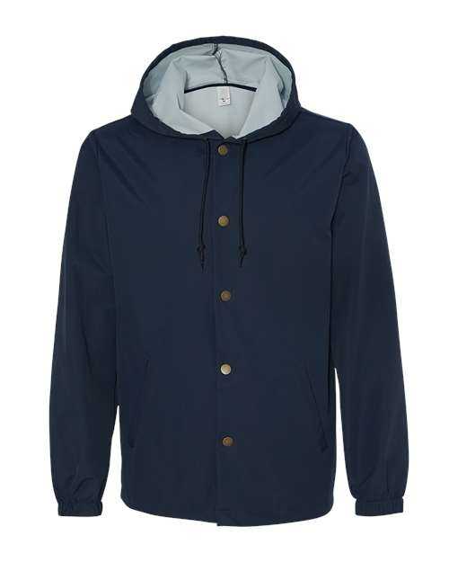 Independent Trading Co EXP95NB Water-Resistant Hooded Windbreaker - Classic Navy - HIT a Double