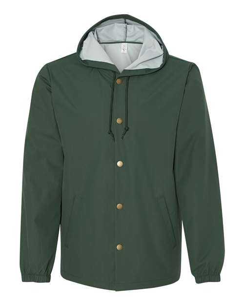 Independent Trading Co EXP95NB Water-Resistant Hooded Windbreaker - Forest Green - HIT a Double