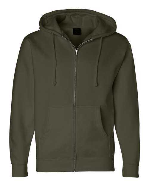 Independent Trading Co IND4000Z Heavyweight Full-Zip Hooded Sweatshirt - Army - HIT a Double