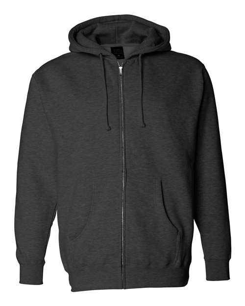 Independent Trading Co IND4000Z Heavyweight Full-Zip Hooded Sweatshirt - Charcoal Heather - HIT a Double