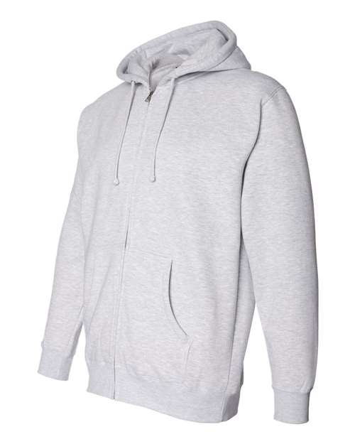 Independent Trading Co IND4000Z Heavyweight Full-Zip Hooded Sweatshirt - Grey Heather - HIT a Double