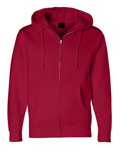 Independent Trading Co IND4000Z Heavyweight Full-Zip Hooded Sweatshirt - Red - HIT a Double