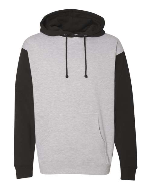 Independent Trading Co IND4000 Heavyweight Hooded Sweatshirt - Grey Heather Black - HIT a Double