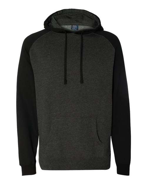 Independent Trading Co IND40RP Raglan Hooded Sweatshirt - Charcoal Heather Black - HIT a Double