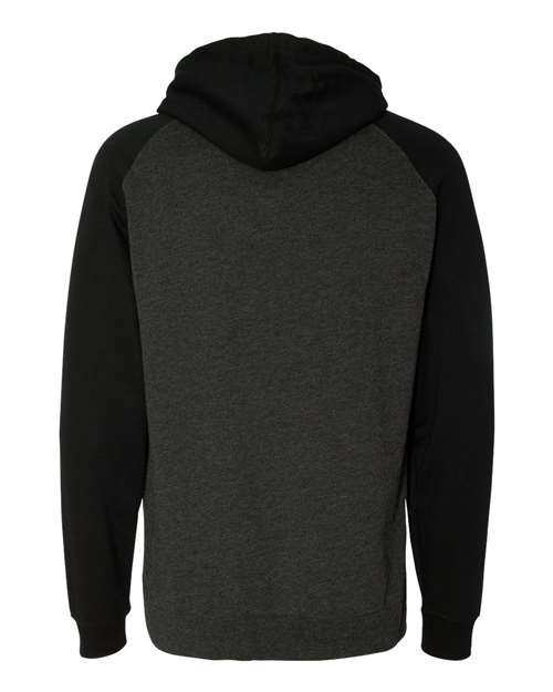 Independent Trading Co IND40RP Raglan Hooded Sweatshirt - Charcoal Heather Black - HIT a Double